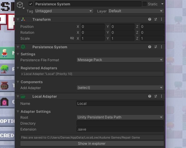 Object Persistence for Unity